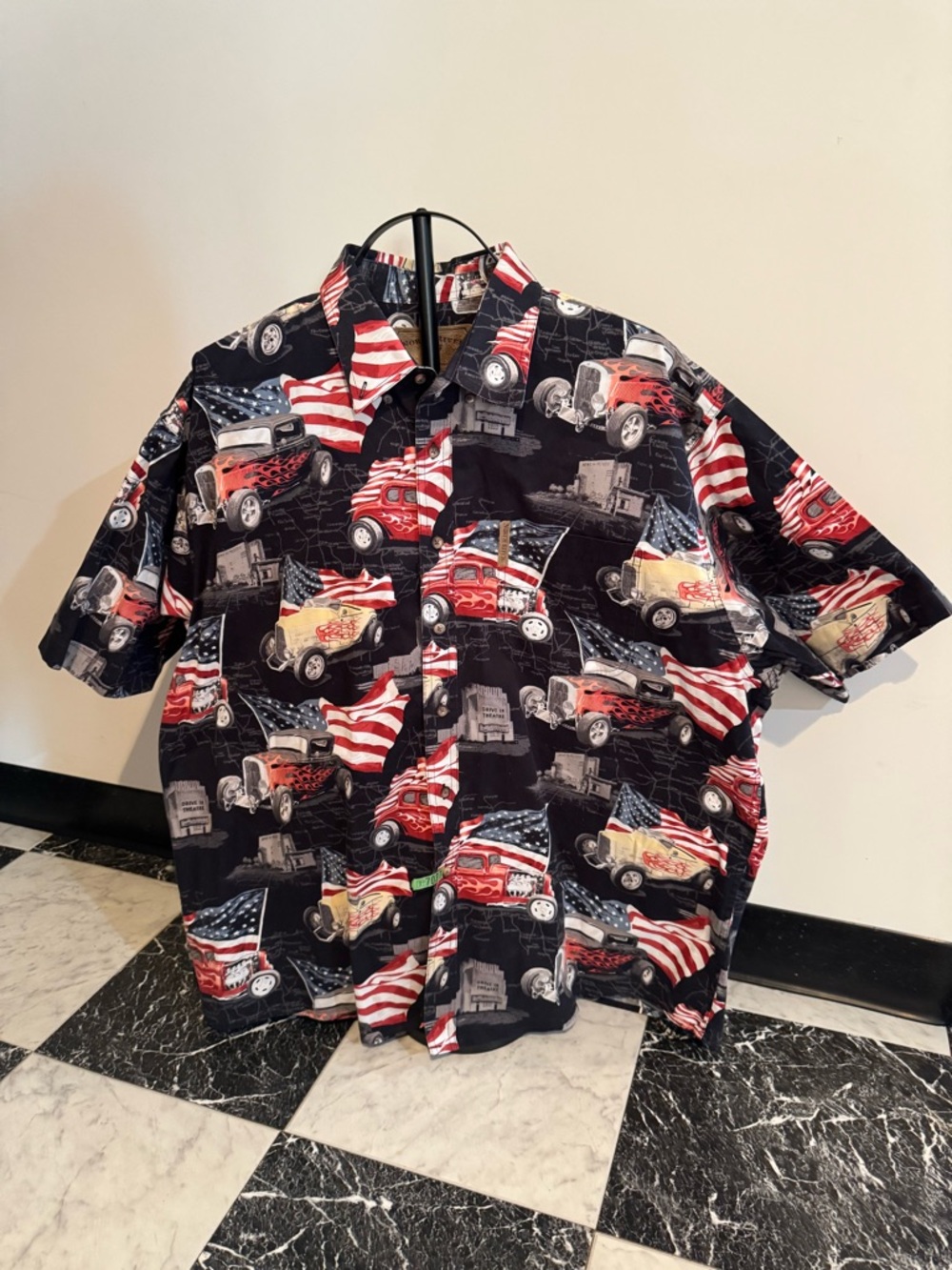 North River Outfitters Hot Rod USA Americana Rockabilly Men’s Button Up Shirt XL